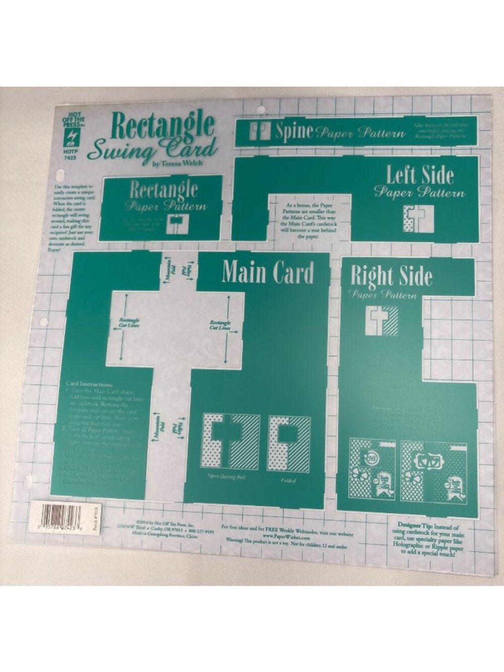 Rectangle Swing Card Template Hot off the Press Scrapbooking Cardmaking HOTP 742